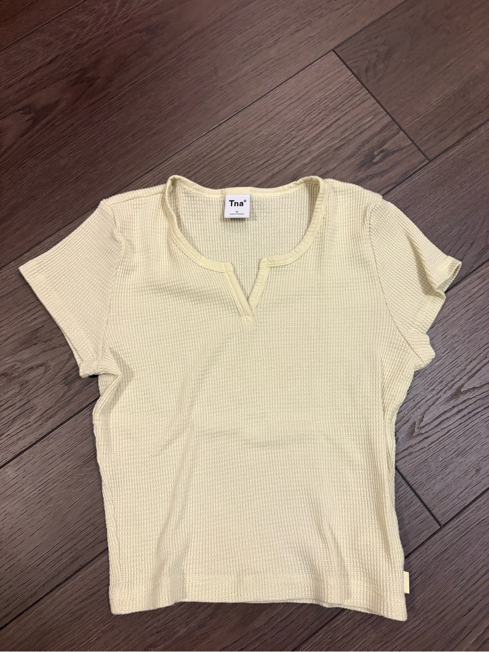 TNA waffle tee - butter yellow